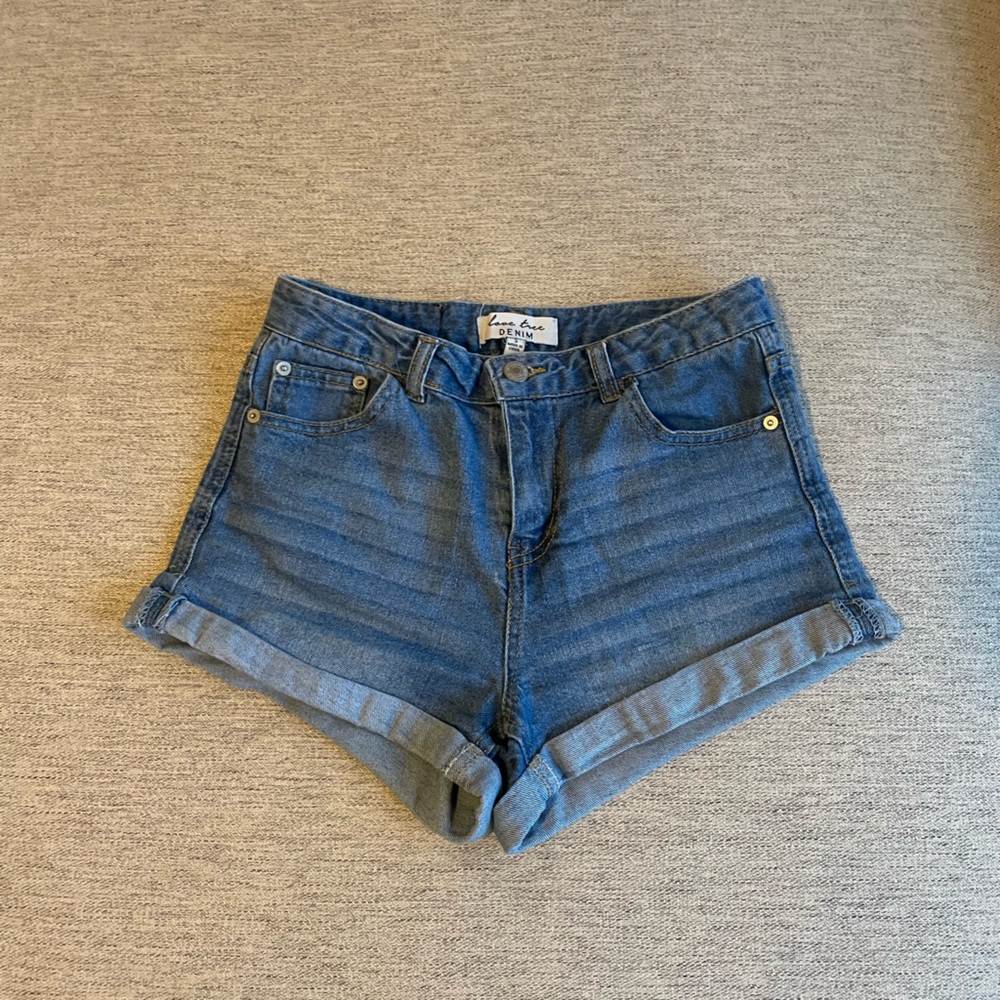 HIGH rise soft denim shorts
